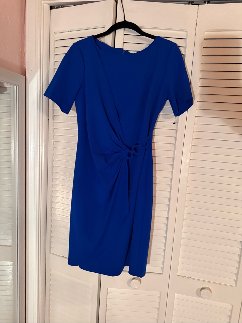 Stunning DKNY Cobalt Blue Midi Dress with Ruched Detail